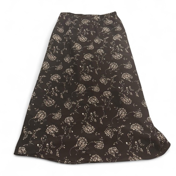 Vintage Rena Rowan Black and Cream Floral Maxi Skirt - Picture 1 of 5